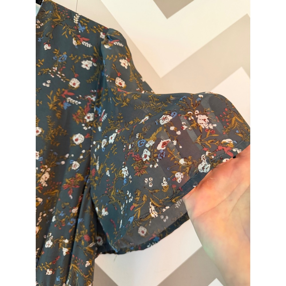 Baltic Born Floral Pleated Flutter Sleeve Midi Dress Large - Picture 7 of 9